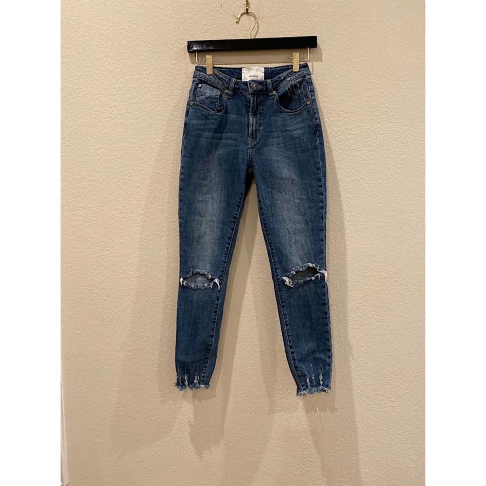 ONE TEASPOON High Waist FreeBird II Distressed Raw Chewed Hem Skinny size 25